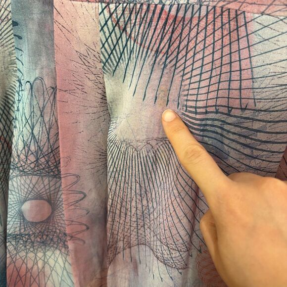 Jigsaw Spiro Print Silk Dress 4 Pastel Pink Blue A-line Flowy Airy Romantic Tea - Picture 12 of 12